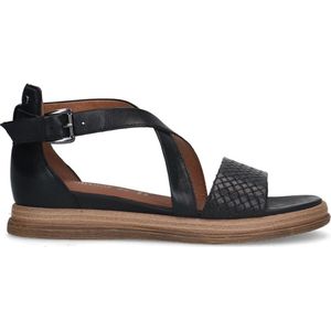 No Stress - Dames - Zwarte leren sandalen - Maat 41