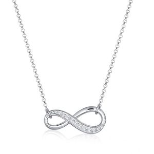 Elli Dames Halsketting Dames Infinity Hanger Infinity Basic met Zirconia Kristallen in 925 Sterling Zilver