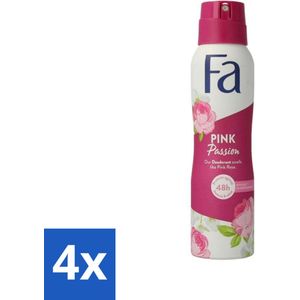 FA - Pink Passion - Deodorant Spray - Roze Roos - 150 ml - Voordeelverpakking - 4 stuks