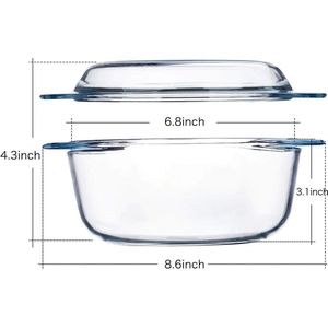 Stoofpan met glazen deksel, 1,5L, 17cm, Kleine Individuele Pan met Handgrepen, Magnetron, Ovenbestendig