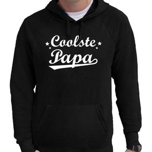 Coolste papa cadeau hoodie zwart heren - zwarte Coolste papa kado sweater/trui met capuchon L