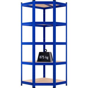 Monzana Stellingkast - Schroefloos 5 Schappen MDF 180x70x40cm - Blauw