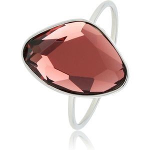 My Bendel Creatieve ring zilverkleurig met bordeaux glassteen - Fijne aanschuifring met bordeaux glassteen, gemaakt van mooi blijvend edelstaal - Met luxe cadeauverpakking