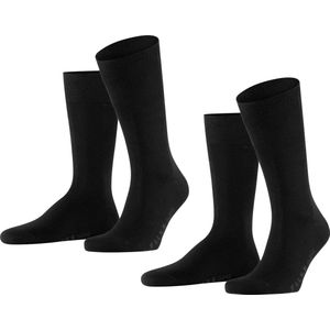 FALKE Swing 2-Pack business & casual katoen multipack sokken heren zwart - Maat 43-46
