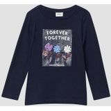 T-shirt - A-lijn - Lange Mouwen - Glitterprint - 3D Bloemenapplicaties