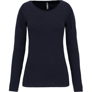Kariban Dames-t-shirt ronde hals lange mouwen K3017 - Navy - M