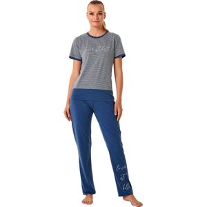 Feyza - Dames Pyjama Set, Korte Mouwen, Blauw - S