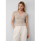 s.Oliver BLACK LABEL Gebreide top  lichtbeige / donkerbeige / goud / wit