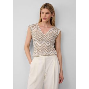 s.Oliver BLACK LABEL Gebreide top  lichtbeige / donkerbeige / goud / wit