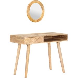 The Living Store Houten Opmaaktafel - Make-up Tafel - 100x50x76 cm - Massief mangohout