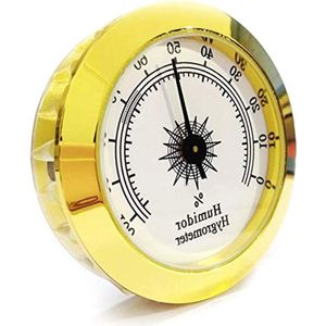 Hygrometer Rond Analoog Sigarenhygrometer - Gemakkelijk Mee Te Nemen - Duurzaam - Stabiel - Geavanceerde Vochtigheidssensor - Goudkleurig .