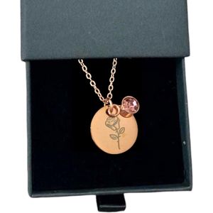 Rosey’s® - Geboortesteenketting juni - Geboortesteenketting - geboortesteen juni - rose gold - Geboortesteen - met doosje - Birth stone - Gepersonaliseerde ketting - Babyshower - Kraamcadeau - Moederdag cadeau - Geboortesteen ketting juni
