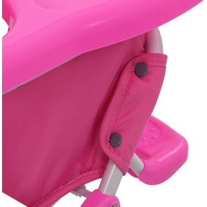 vidaXL kinderstoel - inklapbaar - roze en wit - 47 x 74 x 99 cm - 5-punts harnas - verstelbare voetsteun - geschikt voor 6-36 maanden - Kinderstoel