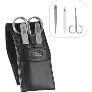 Rubis Zwitserland Lady's Set - Luxe leren manicure etui met pincet, nagelschaar en glazen nagelvijl - Nagelverzorgingsset