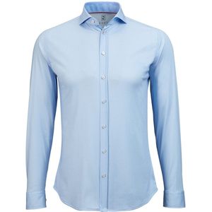 Desoto - Overhemd Strijkvrij Blauw Oxford - Heren - Maat XS - Slim-fit