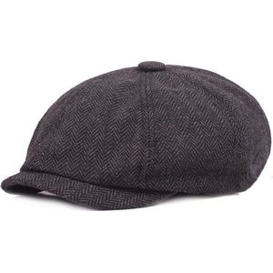 Peaky Blinders pet - Baker pet - Flat Cap - antraciet grijs visgraat