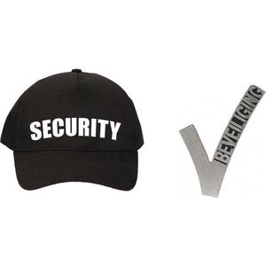 Zwarte security verkleed pet / cap met metalen beveiligings embleem / speldje voor kinderen - verkleedkleding / carnaval outfit