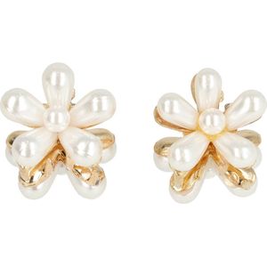 Haarsoires Haarspeld Haarklemmen 2cm – Bloemvorm met Parels – Goud Wit – Set van 2 - Haarclip Klem - Hair Claw - voor Opsteken Haar - Hair Clip - Decoratieve Haaraccessoire