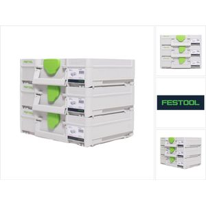 Festool Systainerset 3x SYS3 M 112 ( 3x 204840 ) 7.7 liter 396x296x112mm Gereedschapskoffer koppelbaar