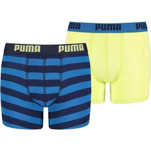 Puma - Stripe Print Boxer 2 pack - Ondergoed - 128 - Blauw/Groen