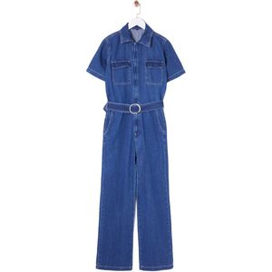 Trendyol Blauwe Denim Overall Met Zakdetail, Riem En Korte Mouwen Twoss25Tu00003