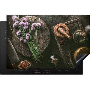KitchenYeah inductie beschermer 81x52 cm - Kruiden - Stilleven - Kookplaataccessoires - Afdekplaat voor kookplaat - Anti slip mat - Keuken decoratie inductieplaat industrieel - Inductiebeschermer - Inductiemat - Beschermmat voor fornuis