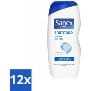 12 x Sanex - Shampoo - Anti-Roos - Tegen Schilfers - 250 ml - Roos Shampoo - Anti Roos Shampoo - Kalmerende Shampoo - Hoofdhuidverzorging - Roos Verhelpen
