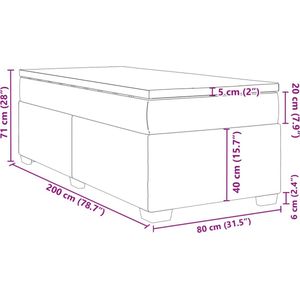 vidaXL - Boxspring - met - matras - stof - lichtgrijs - 80x200 - cm