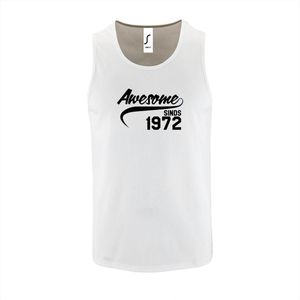 Witte Tanktop sportshirt met ""Awesome sinds 1972"" Print Zwart Size XL