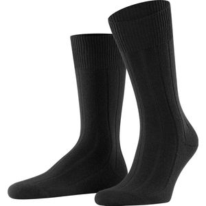 FALKE Lhasa Rib business & casual Wol sokken heren zwart - Maat 47-50