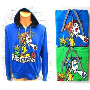 Hoodie - Trui - Rastaland - Zip Hoodie - Heren Trui - Capuchon - Ritssluiting - Lange Mouw - Blauw - Maat - L