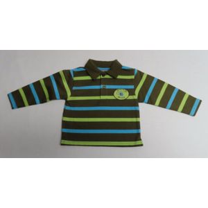 Polo met lange mouw - Jongens - Gestreept -Kaki - 12 maand 80