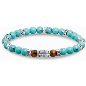 Thomas Sabo - Armband - Veelkleurig - Zilver - Imitatie Turkoois - Gezwarte Textuur