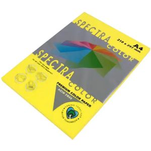 Papier - Geel - 80 gram - 210x297mm - A4 - Geel - Zuurvrij - 100vellen - Spectra - Gekleurd Papier