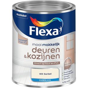 Flexa - Mooi Makkelijk Deuren & Kozijnen Zijdeglans - Muurverf - Wit Sorbet - Mengverf - 0.75 Liter