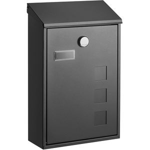 HÜSQ Brievenbus - roestvrij koperen Slot - Wandbrievenbus in sterk staal - antraciet grijs
