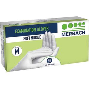 Merbach soft-nitrile poedervrij, wit - XS 100 stuks