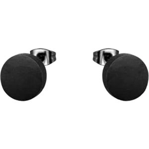 Aramat jewels ® - Zwarte ronde oorbellen zweerknopjes zwart chirurgisch staal 7mm unisex