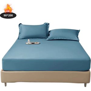 Livano Hoeslaken Set - Inclusief Kussensloop - 3 Delige Set - Beddengoed - Fitted Sheet - Pillow Case - Bed - Diepblauw 90 x 200