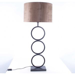 Tafellamp capri 2 ringen | 1 lichts | brons / bruin / goud / zwart | metaal / stof | Ø 40 cm | 94 cm hoog | tafellamp | modern / sfeervol / klassiek design