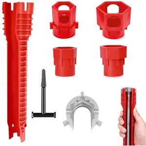Gootsteen Sleutel - Wc Bril En Kraan Moersleutel - Sanitair Bouw Multi Tool - Kraan Gereedschap -Wastafel Gereedschap - Gootsteen Moersleutel - Kraan Sleutel Installatie gereedschap - Vast & Los Draaien - Voor Toilet, Badkamer, Keuken