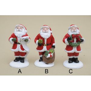 Kersthuisjebestellen - Set van 3 stuks - Kerstman staand op sneeuw - H=8cm - Kerstbeeldjes - Kerstman decoratie - Kerstfiguren - Kerstgeschenkjes