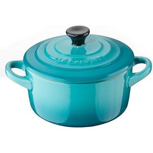 Le Creuset 6 aardewerken mini braadpannetjes Caribbean Blue 10cm 0,25l