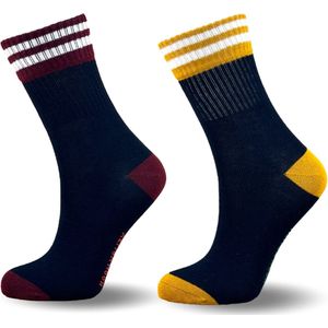 2 Paar kindersokken - Naadloos - Strepen - Marineblauw - Maat 31/34