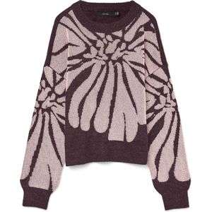 Vero Moda Trui Vmtari Shine Ls O-neck Pullover Boo 10331584 Winetasting/w.pink Dames Maat - M