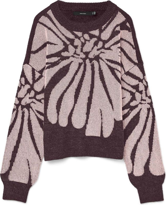 Vero Moda Trui Vmtari Shine Ls O-neck Pullover Boo 10331584 Winetasting/w.pink Dames Maat - M