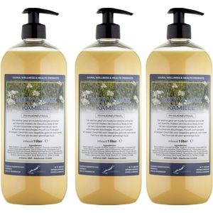 Body & Hair Kamille 1 liter - set van 3 stuks - met gratis pomp - 2 in 1 voor lichaam en haar.