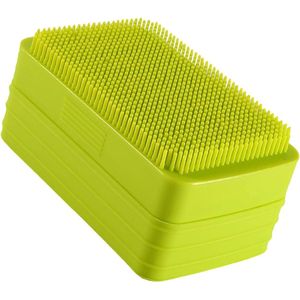 Rechthoekige siliconen zeephouder met deksel en borstel, glad oppervlak, geschikt voor zeephouder in de badkamer en douche, gemakkelijk vast te houden, hoofdhuidmassageborstel, handig voor op reis