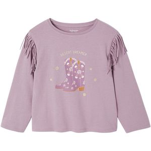 T-shirt - Zachtpaars - Met Franjes - Voor Meisjes - Lange Mouwen