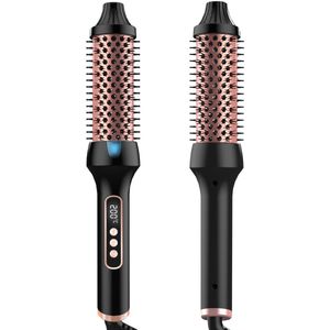 Thermische borstel, thermische borstel, föhn, ionische krulborstel, maakt het haar glad en glanzend, 5 temperatuurstanden, zacht voor het haar, 38 mm krultang, dubbele spanning, Europese stekker, roségoud